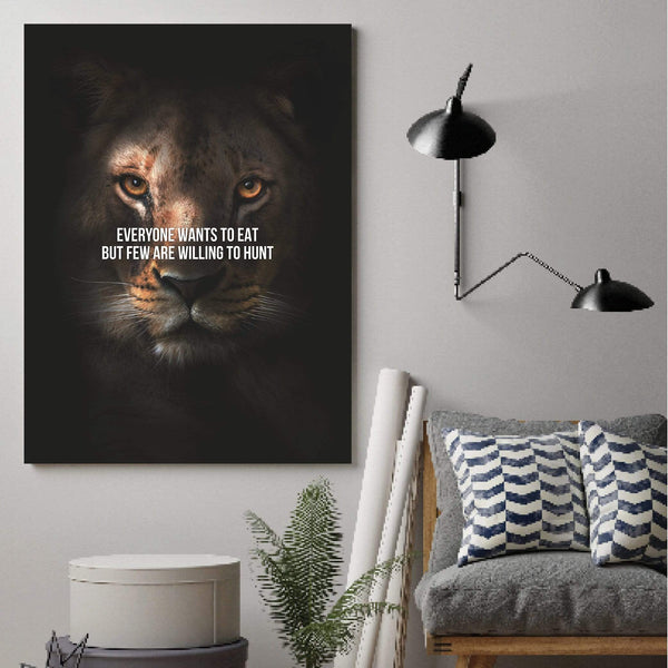 Lioness Hunt Canvas Art Clock Canvas