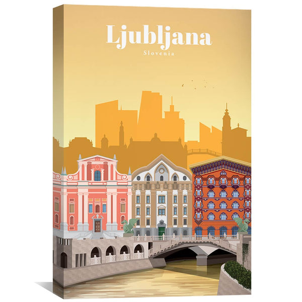 Ljubljana Canvas - Studio 324 Art 30 x 45cm / Unframed Canvas Print Clock Canvas