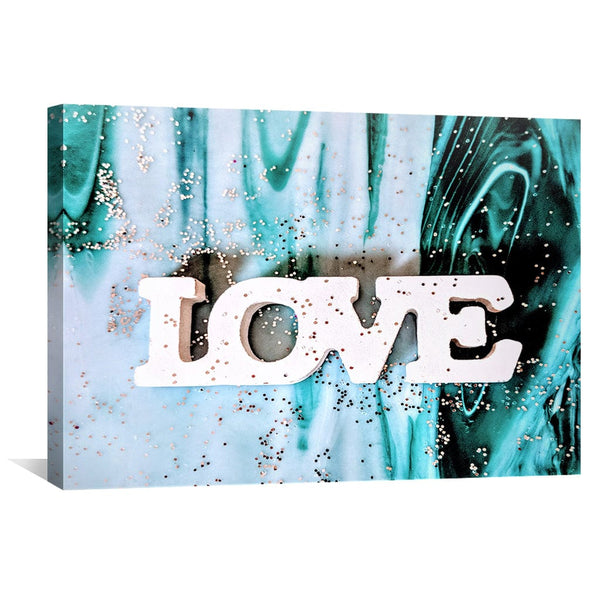 Love in Teal Canvas Art Clock Canvas