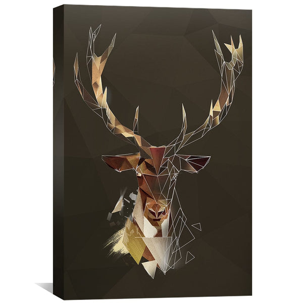 Low Poly Deer Dark Canvas Art Clock Canvas