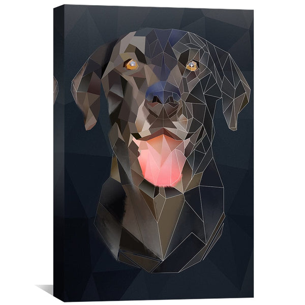 Low Poly Dog Dark Canvas Art Clock Canvas