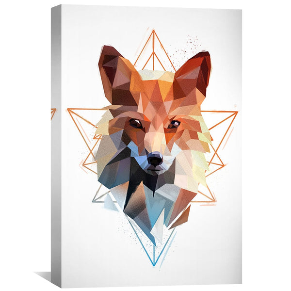 Low Poly Fox Light Canvas Art Clock Canvas