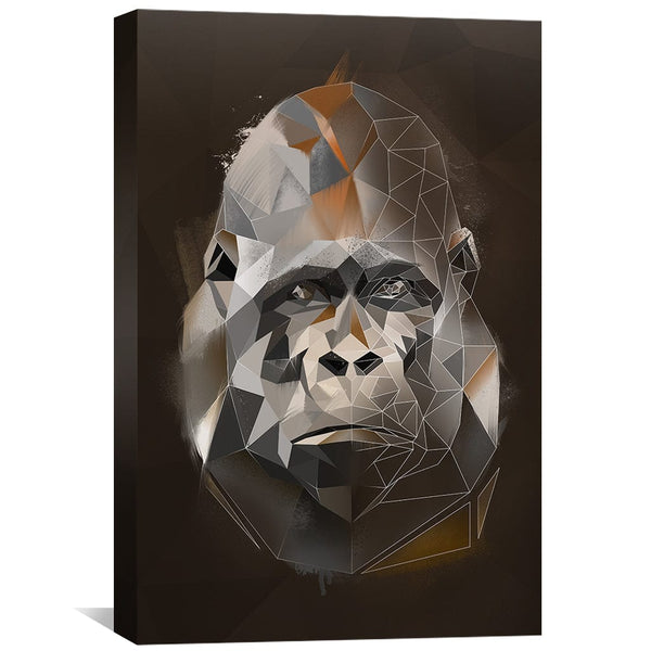 Low Poly Gorilla Dark Canvas Art Clock Canvas