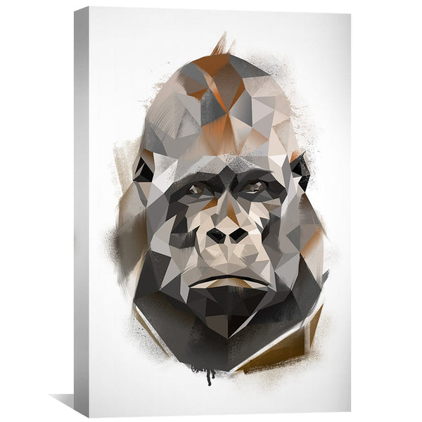 Low Poly Gorilla Light Canvas Art Clock Canvas