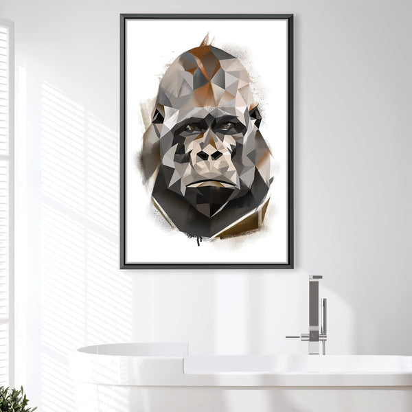 Low Poly Gorilla Light Canvas Art 30 x 45cm / Unframed Canvas Print Clock Canvas