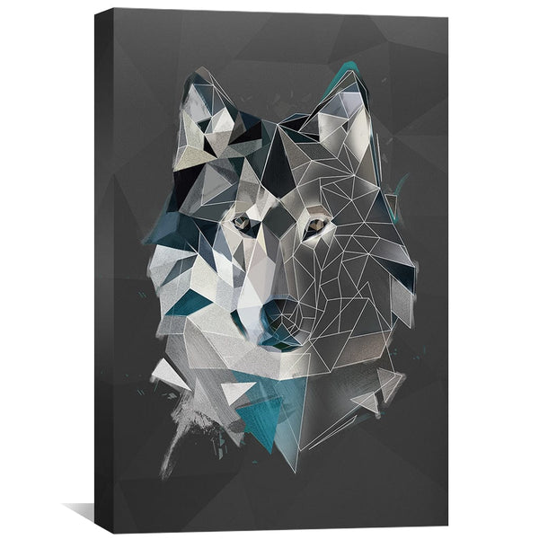 Low Poly Gray Wolf Dark Canvas Art Clock Canvas