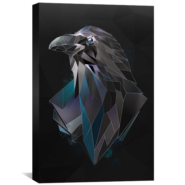 Low Poly Raven Dark Canvas Art Clock Canvas