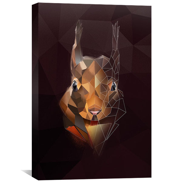 Low Poly Squirrel Dark Canvas Art Clock Canvas