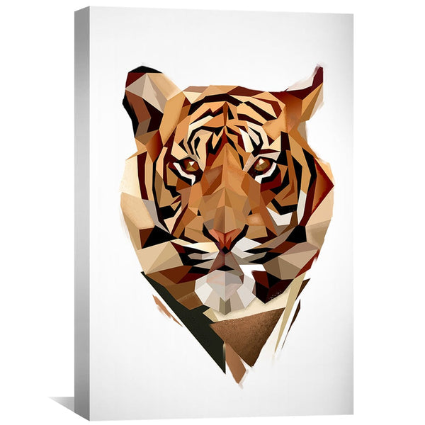 Low Poly Tiger Light Canvas Art Clock Canvas