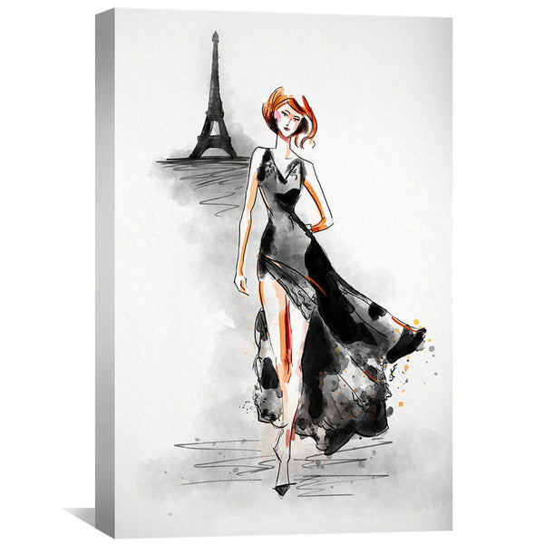 Madame Eiffel Canvas Art 30 x 45cm / Unframed Canvas Print Clock Canvas