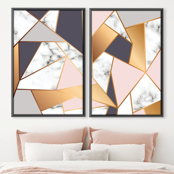 Marble Geometric Canvas Art Clock Canvas