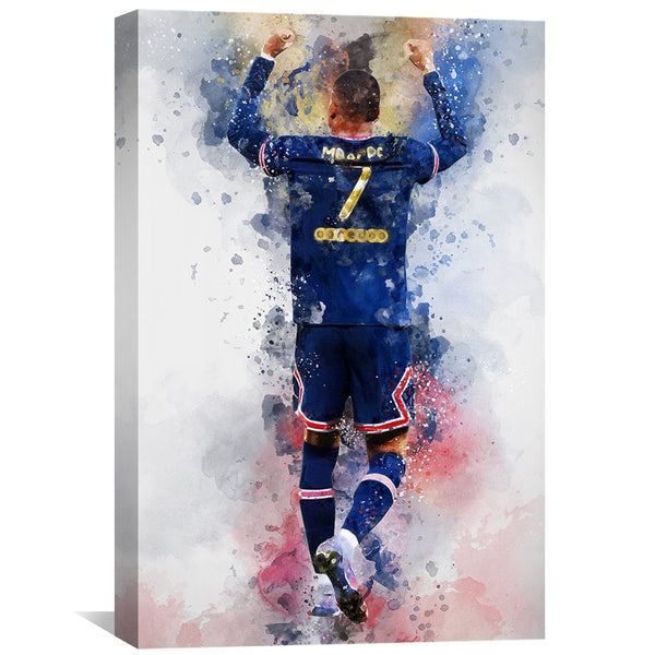 Mbappe Watercolor Canvas Art Clock Canvas