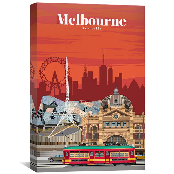 Melbourne Canvas - Studio 324 Art 30 x 45cm / Unframed Canvas Print Clock Canvas