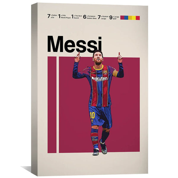 Messi Stats Canvas Art 30 x 45cm / Unframed Canvas Print Clock Canvas