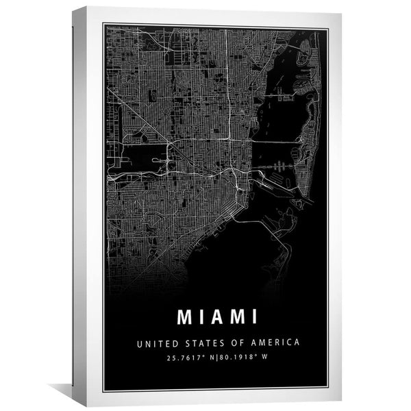 Miami Black Canvas Art Clock Canvas