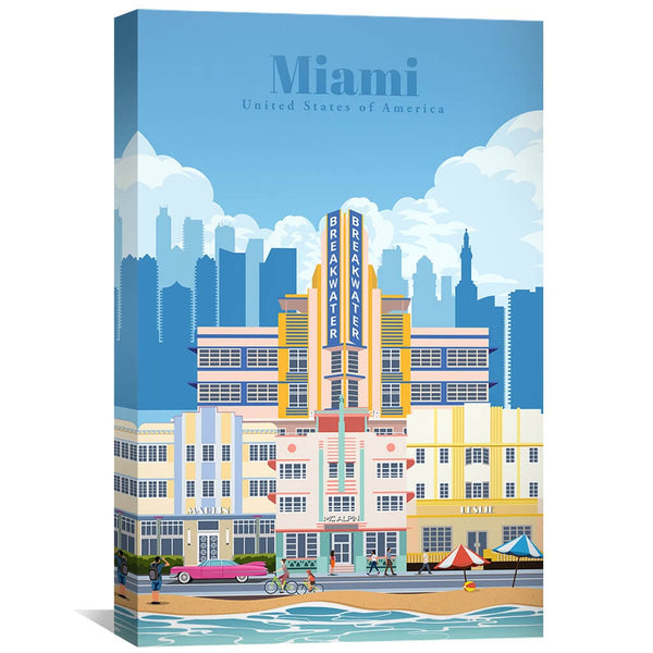 Miami Canvas - Studio 324 Art 30 x 45cm / Unframed Canvas Print Clock Canvas