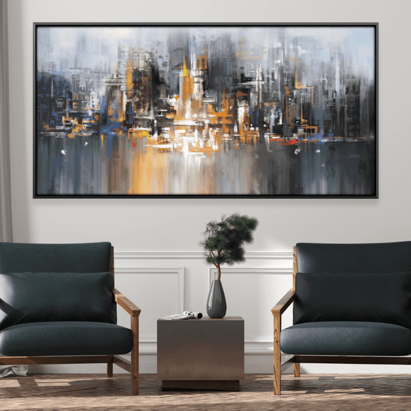 Millennium Cityscape Canvas Art 50 x 25cm / Unframed Canvas Print Clock Canvas