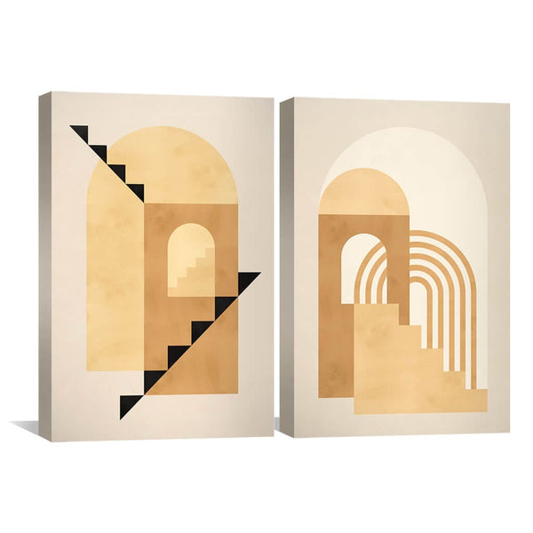 Minimal Architecture III Canvas Art Set of 2 / 30 x 45cm / Unframed Canvas Print Clock Canvas