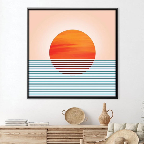 Minimal Sunset Canvas Art Clock Canvas