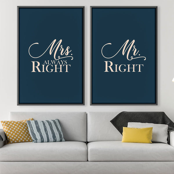 Mr. & Mrs. Right Canvas Art Clock Canvas