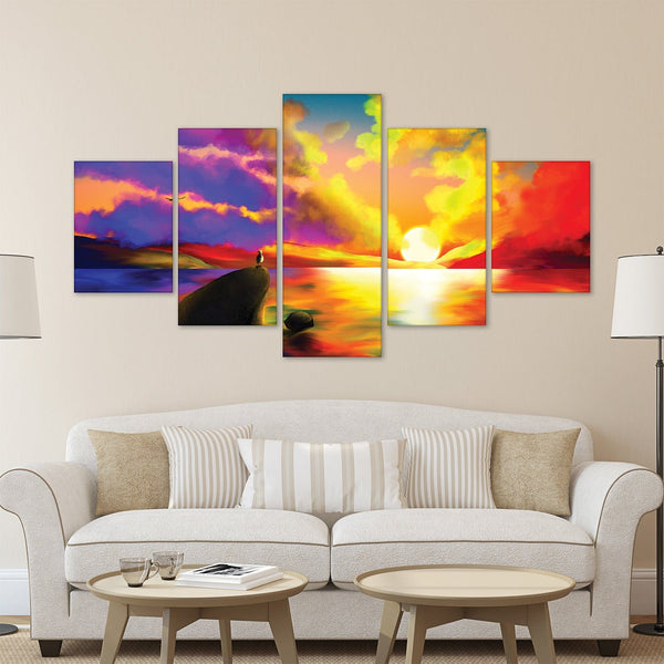 New Beginnings Canvas - 5 Panel Art 5 Panel / Large / Standard Gallery Wrap Clock Canvas