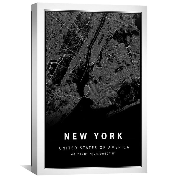 New York Black Canvas Art Clock Canvas