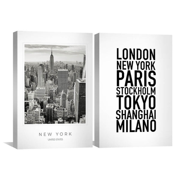 New York City Canvas Art Set of 2 / 40 x 60cm / Unframed Canvas Print Clock Canvas