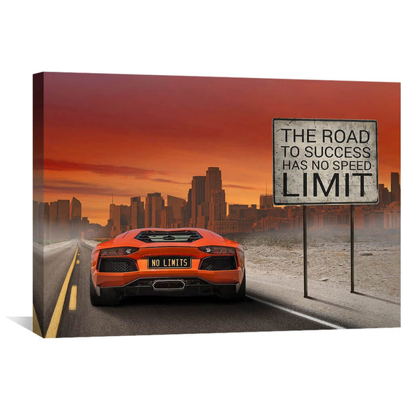 No Speed Limits Clock Canvas