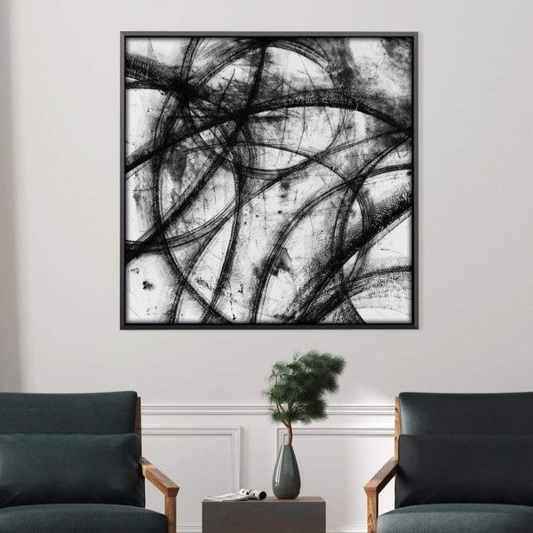 Noir Lines Canvas Art Clock Canvas