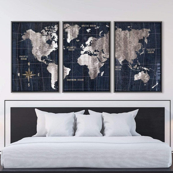 Noir Map Canvas Art Clock Canvas