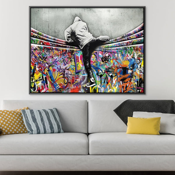 Over the Graffiti Curtain Short Canvas Art Clock Canvas