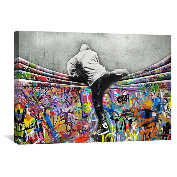 Over the Graffiti Curtain Short Canvas Art Clock Canvas