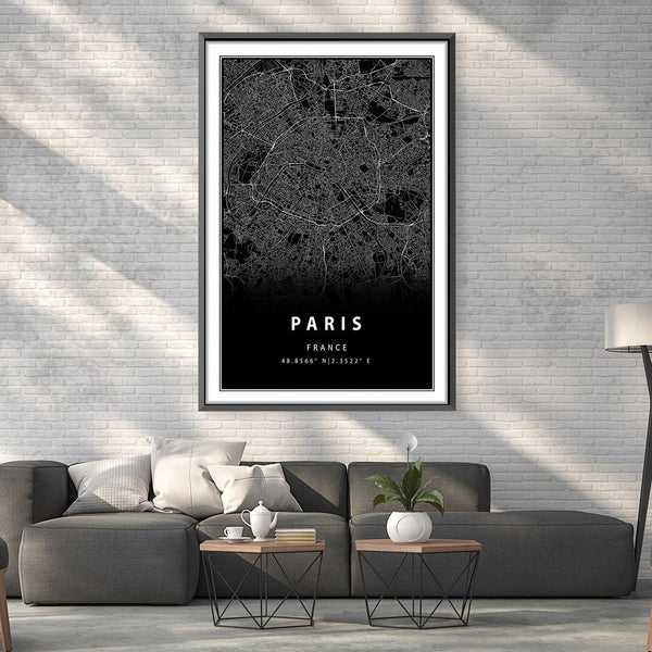 Paris Black Canvas Art Clock Canvas