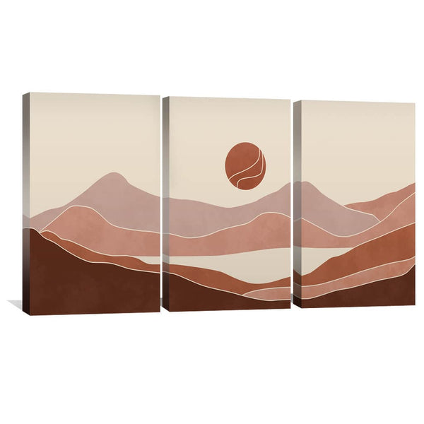 Pastel Horizon Canvas Art Set of 3 / 40 x 50cm / Unframed Canvas Print Clock Canvas