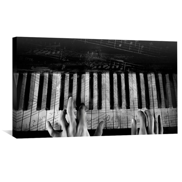 Piano Symphony Canvas Art 50 x 25cm / Unframed Canvas Print Clock Canvas