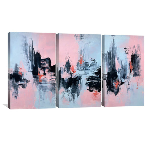 Pink And Grey Abstract Canvas Art Clock Canvas