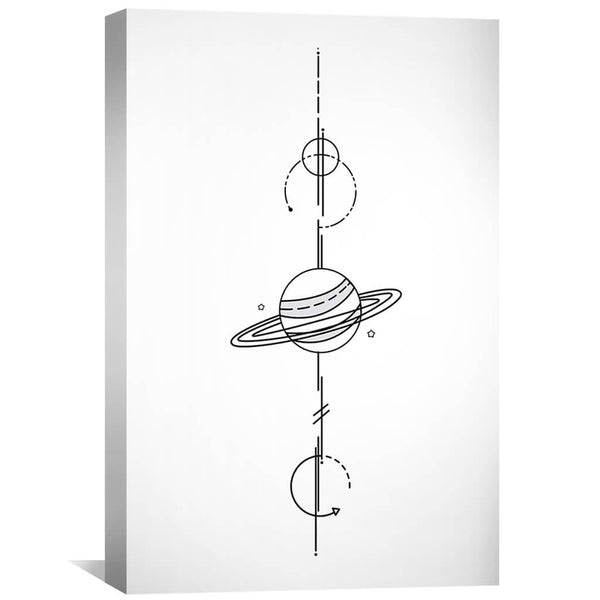 Planet Line Art Portrait Canvas Art 30 x 45cm / Unframed Canvas Print Clock Canvas