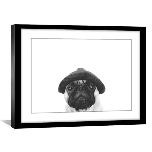 Pug Toque Print Art 45 x 30cm / Unframed Canvas Print Clock Canvas