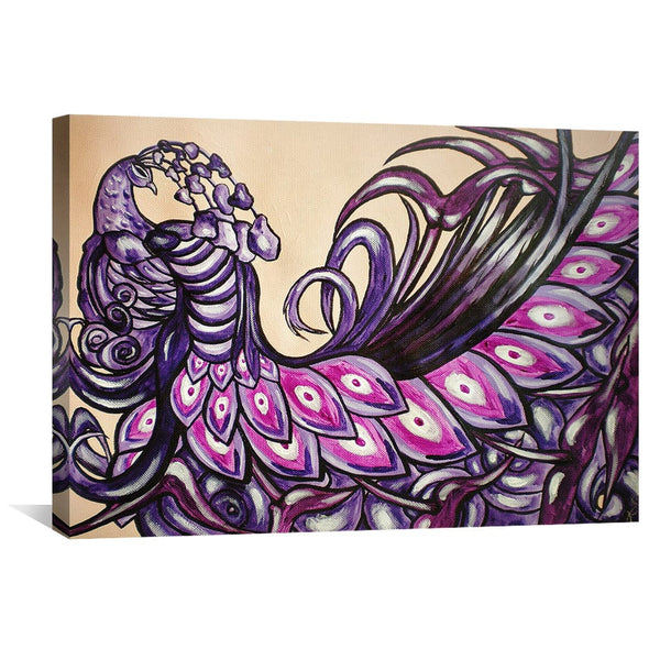 Purple Peacock Canvas Art Clock Canvas