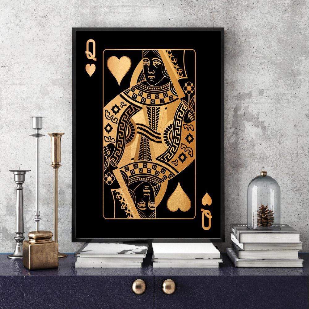Queen of Hearts - Gold Canvas – ClockCanvas