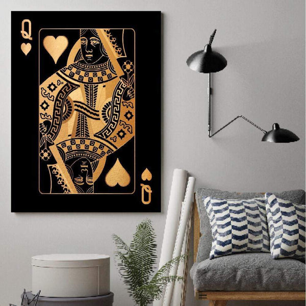 Queen of Hearts - Gold Clock Canvas