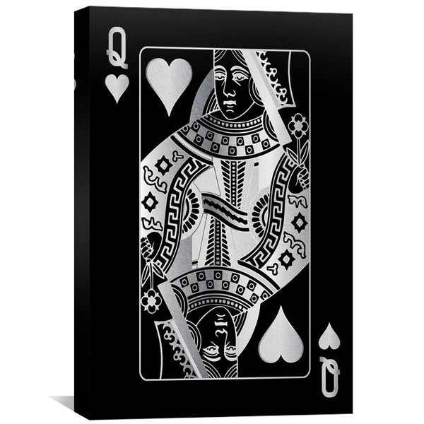 Queen of Hearts - Silver Canvas Art 30 x 45cm / Standard Gallery Wrap Clock Canvas