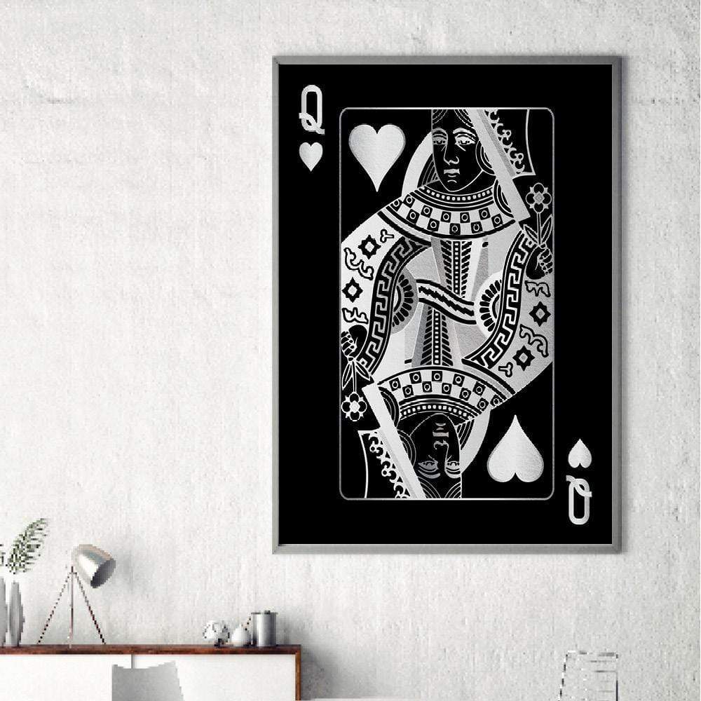 Queen of Hearts - Silver Canvas – ClockCanvas