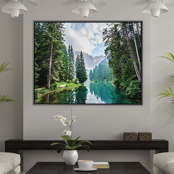 Quiet Mountain Lake Canvas Art 45 x 30cm / Unframed Canvas Print Clock Canvas