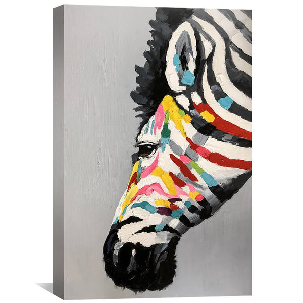 Rainbow Stripes Oil Painting Oil Clock Canvas