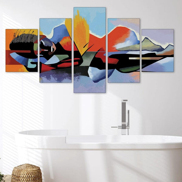 Reflection Canvas - 5 Panel Art Large (150cm) / Standard Gallery Wrap Clock Canvas