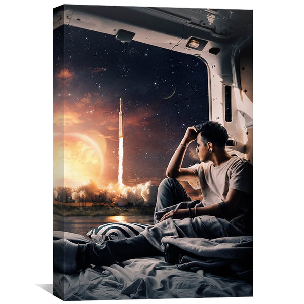 Rocket Launch Canvas Art 30 x 45cm / Unframed Canvas Print Clock Canvas