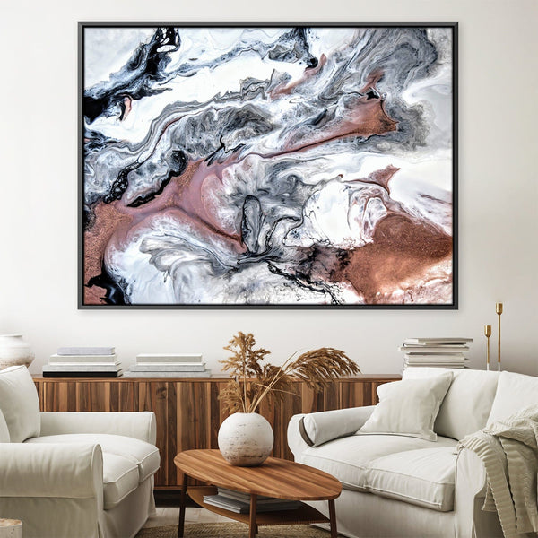 Rose Gold Marble Canvas Art 45 x 30cm / Unframed Canvas Print Clock Canvas