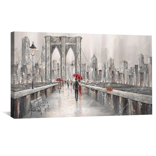 Roses Brooklyn Bridge Canvas Art Clock Canvas