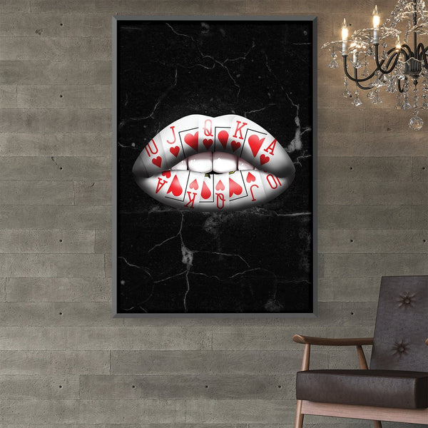 Royal Flush Lips - Hearts Canvas Art Clock Canvas